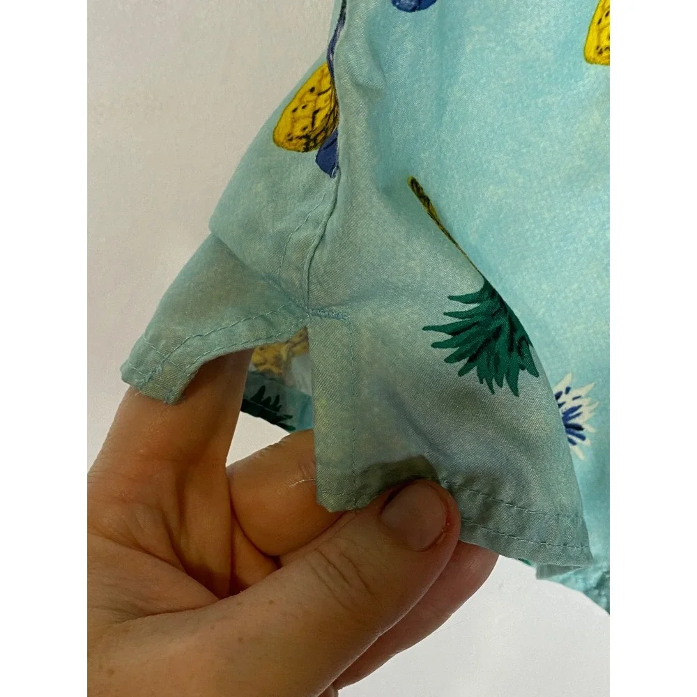 Old Navy Pineapple Swim Trunks Aqua Blue Tropical‎ Drawstring Lined Men's L